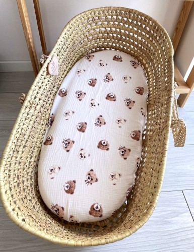 muślinowe prześcieradło do gondoli i kosza mojżesza 40x80