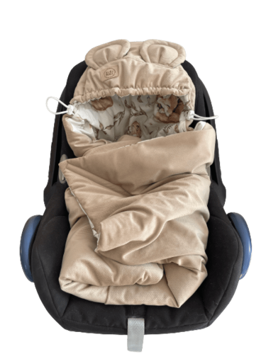 Otulacz do fotelika beżowy-bawełna premium,velvet