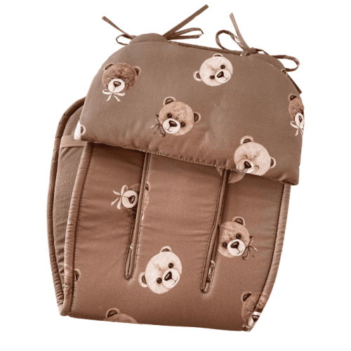 poduszka do spacerówki brązowa,z uszkami misia,nie zjeżdza z wózka