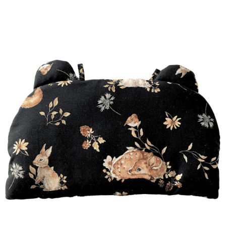 czarna poduszka do spacerowki z mocowaniem,w sarenki