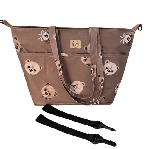 torba do wózka brązowa w misie,shopper dla mamy