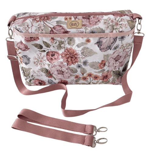 Organizer do wózka w kwiaty,torba 2w1 z kieszeniami