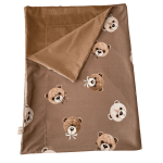 Kocyk bawełnia i velvet dla dziecka -Misie brąz