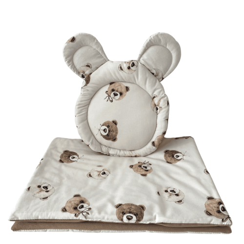 komplet do gondoli,kocyk i poduszka w misie