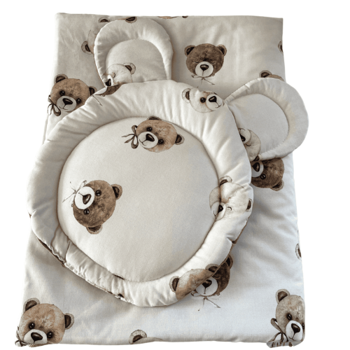 komplet do gondoli z wypełnieniem,kocyk i poduszka w misie