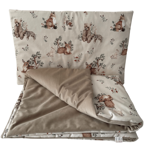 Pościel do łóżeczka z wypełnieniem,bawełna premium 40x60 75x100 100x135-Leśni przyjaciele