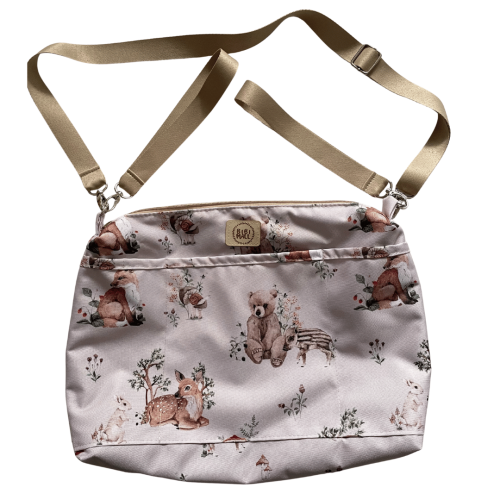 torba do wózka dziecięcego 2w1 wodoodporna z motywem leśnym