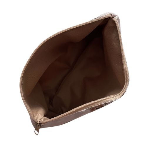 pojemna kosmetyczka beżowa na akcesoria niemowlęce