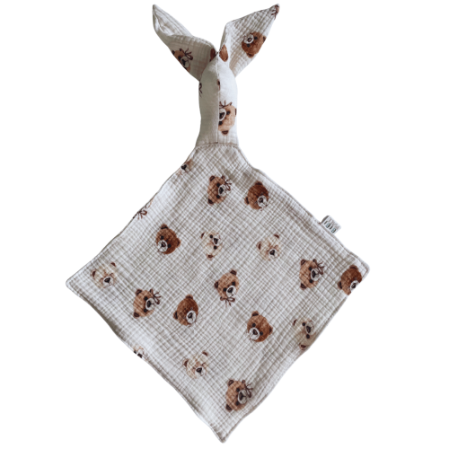 pieluszka muślinowa króliczek w misie przytulanka dla noworodka