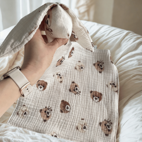 pieluszka muślinowa w misie przytulanka dla noworodka