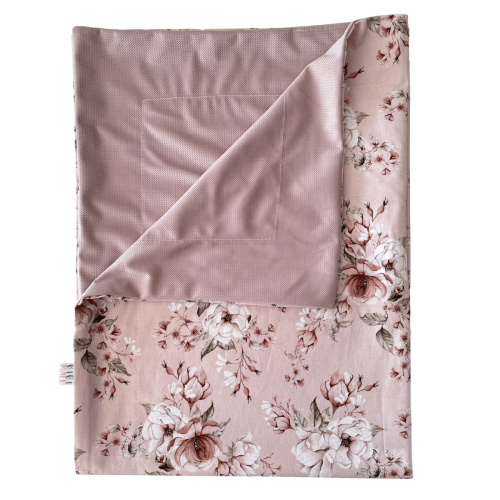 kocyk niemowlęcy różowy w kwiaty