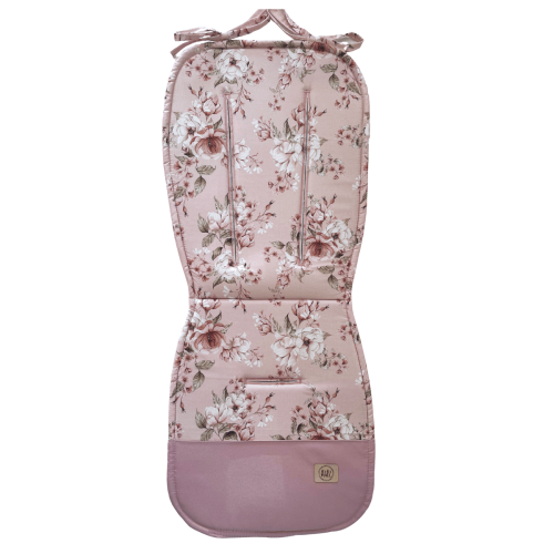 różowa wkładka do wózka spacerówki w kwiaty,uniwersalna wkładka do wózka