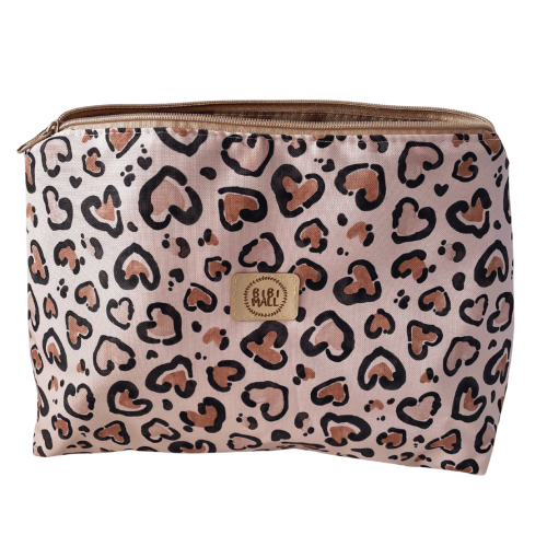kosmetyczka beżowa panterka,wodoodporna do torby zakupowej