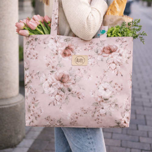 torba zakupowa różowa w kwiaty