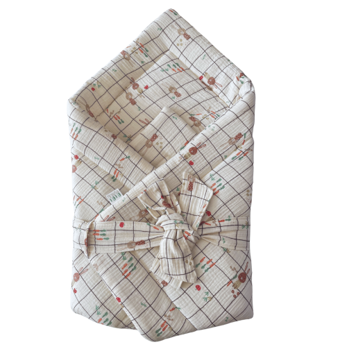 rożek muślinowy w króliczki jasny beż