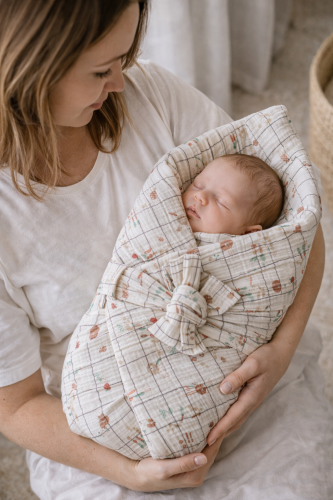 rożek niemowlęcy muślinowy w króliczki