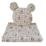 Komplet muślinowy do gondoli w króliczki-kołderka i poduszka miś