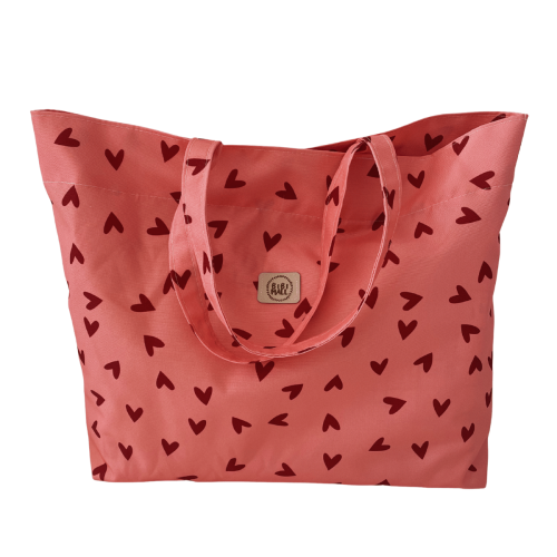 Torba shopper w serduszka-torba zakupowa 