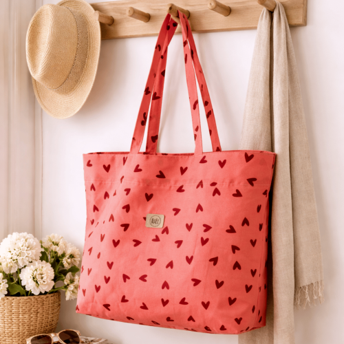 torba shopper,zakupowa w serduszka