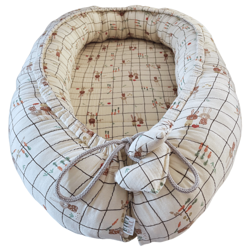 kokon muślinowy beżowy w króliczki