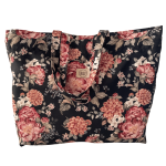 Torba zakupowa wodoodporna czarna w kwiaty 