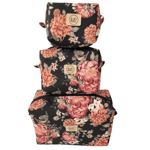 kosmetyczki czarne w kwiaty