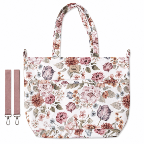 Torba do wózka dziecięcego Shopper Kwiaty z 6 praktycznymi kieszeniami