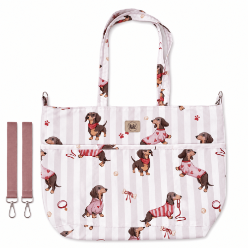 Torba do wózka dziecięcego Shopper Jamniczki Róż z 6 praktycznymi kieszeniami