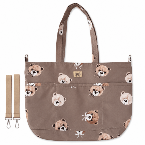 Torba do wózka dziecięcego Shopper Misie Brąz z 6 praktycznymi kieszeniami