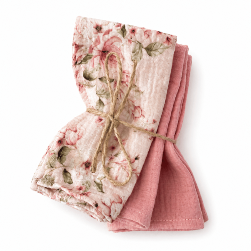 Zestaw 3 pieluszek muślinowych do odbijania (ulewajek)-Blossom