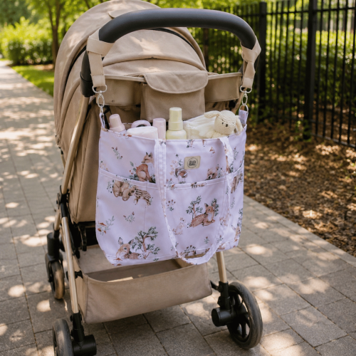 torba do wózka shopper leśni przyjaciele, bezowa