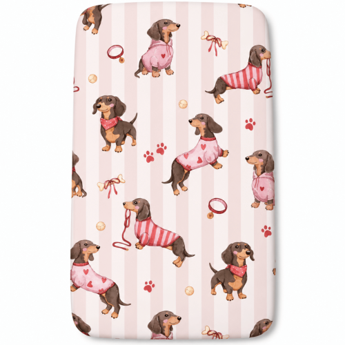 prześcieradło do łóżeczka niemowlka w jamniczki różowe
