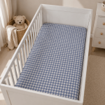 Prześcieradło do łóżeczka 60x120/70x140-Kratka niebieska