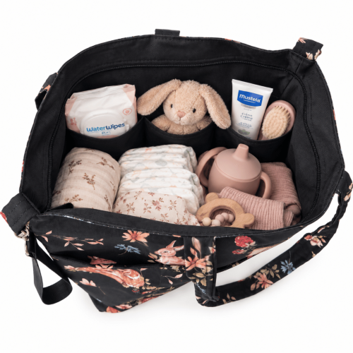pojemna torba shopper do wózka dziecięcego czarna